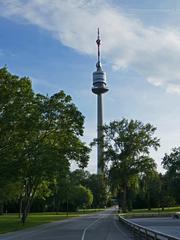 View of Donauturm from Donaupark in Vienna