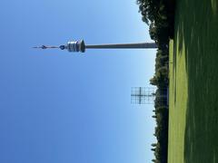 Donaupark with Papal Cross and Danube Tower on a July Sunday morning