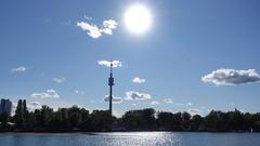 Donauturm against the light