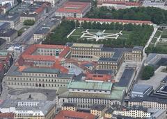 Aerial view of Munich Residenz and Hofgarten