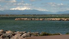 Pic du Canigou viewed from Port Murano in Le Barcarès, Pyrénées-Orientales, France