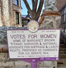 Sign for National Votes for Women Trail at the Molly Brown House in Denver, Colorado