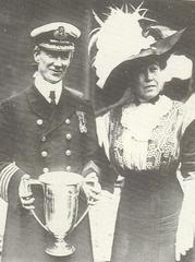 Captain Rostron and Margaret Brown with the Silver Loving Cup