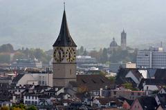 Peterskirche Zurich view from ETH Plateau