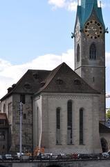 Fraumünster and Stadthaus-Quai in Zürich seen from Limmatquai