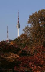 N Seoul Tower in autumn from Yongsan Family Park, Seoul