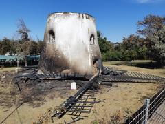 burnt out ruin of Mostarts Mill after Table Mountain Fire 2021