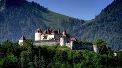 Gruyère Castle seen from Broc village