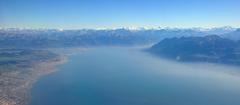 Aerial view of Morges St-Jean in Vaud, Switzerland on a clear November day