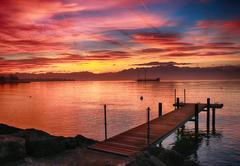 Lake Geneva shoreline at Morges, Switzerland