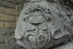 Floral detail on the facade of the Museum of the Purpose of the Object in Colonia Roma, Mexico City