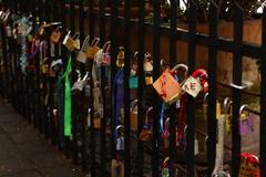 Love locks on a smithy fence at Colonia Condesa