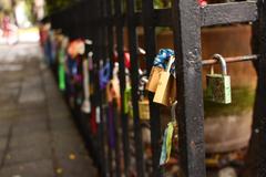 Love locks on a smithy fence