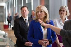 Dr. Jill Biden at Museo de la Memoria Y Los Derechos Humanos in Santiago, Chile with Ambassador Mike Hammer and Margaret Bjorgulfsdottir