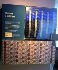 One million pounds in Scottish £20 notes on display at the Museum on the Mound in Edinburgh