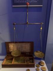 antique scale for weighing coins at Museum on the Mound