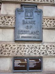 Bank of Scotland foundation plaque at Museum on the Mound, Edinburgh, Scotland