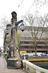 Architectural monument at Königsallee, a bridge in Düsseldorf