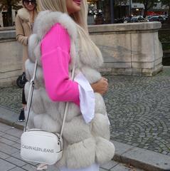 Blue Fox Fur Vest on display in Düsseldorf