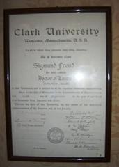 Sigmund Freud with his Doctor of Laws Honoris Causa title from Clark University