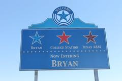 Welcome sign in Bryan, TX