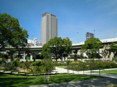 Panoramic view of Nakanoshima cityscape with buildings and trees