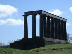 Scenic view of Calton Hill with historical monuments in Edinburgh