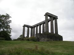 view of Calton Hill in Edinburgh with prominent monuments