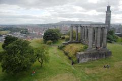 Looking south over Calton Hill in Edinburgh from a kite-lifted camera.