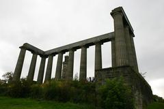 Edinburgh cityscape with prominent historic buildings and lush greenery