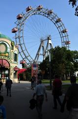 Vienna Prater with Ferris wheel and amusement park