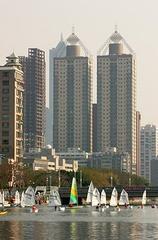 view of Love River with surrounding cityscape in Kaohsiung