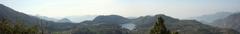 Panoramic view of Naukuchiatal Lake in Uttarakhand, India