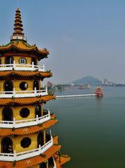 Tiger and Dragon Pagodas and Wuli Pavilion at the Lotus Pond, Kaohsiung, Taiwan