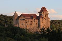 Burg Liechtenstein during sunset viewed from Rauchkogel