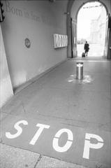 Entrance to Museumsquartier Vienna, monochrome