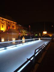 impromptu curling rink at MuseumsQuartier in Vienna