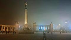 Millennium Monument in Budapest during winter