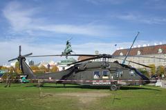 Austrian Air Force helicopter in flight, Vienna, Austria