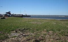 collapsed New Basin Canal lighthouse and jetty at Lake Pontchartrain after Hurricane Katrina