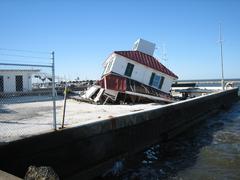 Collapsed New Basin Canal lighthouse after Hurricane Katrina in New Orleans