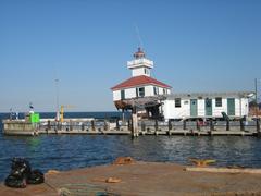 Damaged New Canal lighthouse in New Orleans after Hurricane Katrina