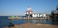 New Canal Light lighthouse damaged by Hurricane Katrina in New Orleans