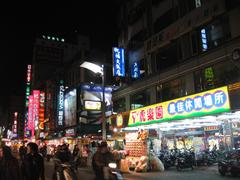 Liouho Night Market in Kaohsiung, Taiwan at night