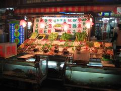 Liouho Night Market in Kaohsiung, Taiwan at night