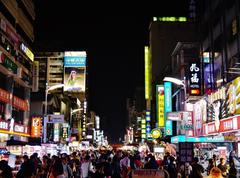 Liuhe Night Street Market in Kaohsiung Taiwan at night