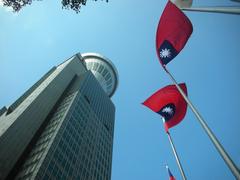 New Taipei City Hall with ROC flags