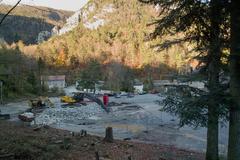 Remains of the demolished valley station of the chairlift Oberdorf-Weissenstein in Switzerland