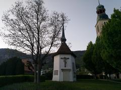 Cemetery chapel and church tower in Oberdorf, Switzerland