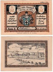 German Notgeld banknote from Brühl, 1922, valued at one mark